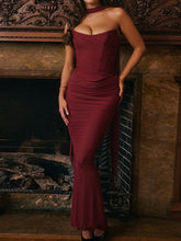 Purple Strapless Bodice and High Waist Skirt with Tie Set