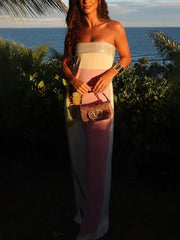 Summer Chest-Wrapped Printed Floor-Length Maxi Dress