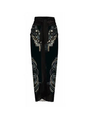 Floral Print One-Piece with 3D Black Flower