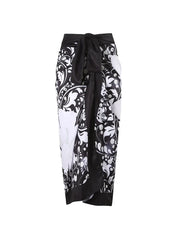 Pearl Floral Black Print Swimsuit Set