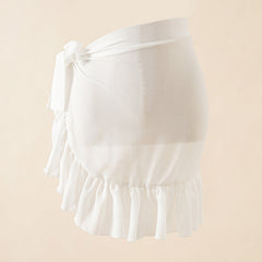Convertible Wrap Split-Sides Maxi Skirt Cover-Up In White