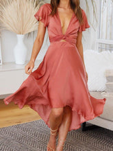 Sage Satin Maxi Wrap Dress: Twist-Front Cutout