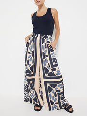 Summer Vacation Style Unique Ethnic Print Loose Waist Elastic Pants-Set