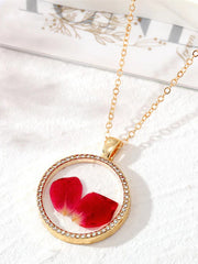 Resin Pressed Flower Necklaces - Rhinestone Birth Month Floral