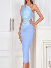 One-Shoulder Pink Asymmetrical Evening Gown
