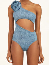 3D Floral One-Shoulder Monokini