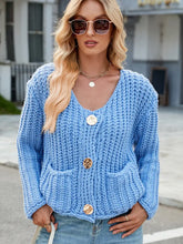 V-Neck Button-Up Knit Cardigan