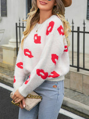 Lips of Love Round Neck Pullover Sweater