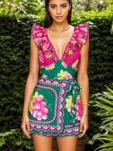 Ruffled Ruched One-Piece Short skirt Set