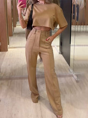 Contour Top & Pocket Wide Leg Pant Set