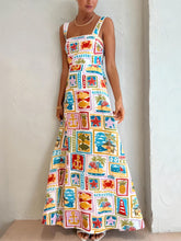 Graffiti Strap Tube Top Lace Maxi Dress