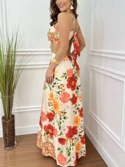 Hollow Backless Slim Print Dress