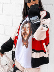 Casual long-sleeve windbreaker biker jacket