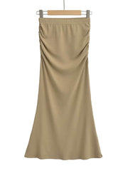 Pleated Mid-Length Fishtail Skirt