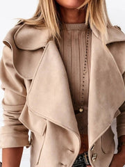Suede Button Down Jacket Small Jacket
