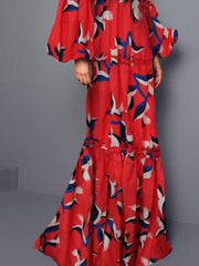 V-Neck Waist-Cinching Maxi Dress