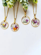 Resin Pressed Flower Necklaces - Handmade Birth Flower Bouquet