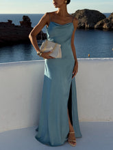 Elegant Satin Side High Slit Maxi Dress