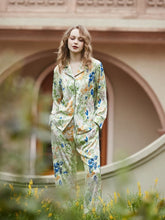 Morning Glory and Lily Pattern Cardigan Long Sleeve Pajama Set