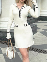 Long Sleeve Collared Knit Mini Dress