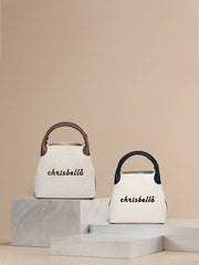 New High-End Letter Canvas Tote with Detachable Strap