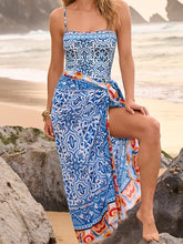 Blue Ethnic Print Swimsuit Set
