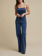 Flared Denim With Tie Back Jumpsuit