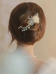 Deer Antler Pearl Rabbit Fur Hair Clip