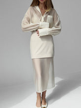 CREAM SHEER SHIRT SET