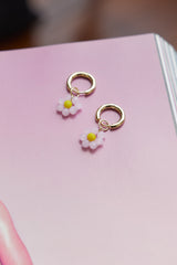 14K Gold Plated Cute As A Daisy Earrings Light Pink