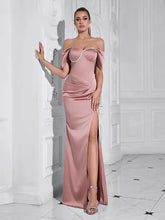 Elegant One-Shoulder Diamond-Detail Gown
