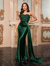 Strapless Sequin Backless Dress