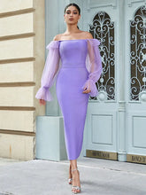Off-Shoulder Mesh Sleeve Dress