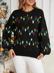Casual Crewneck Embroidered Knit Sweater �Colorful String