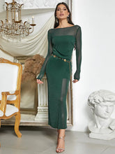 Sheer Mesh Long-Sleeve Dress
