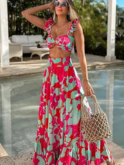 Ruffle Floral High-Waist Bikini Set
