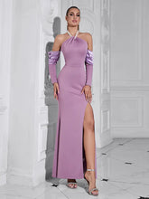 Pearl Halter Neck Long Sleeve Dress