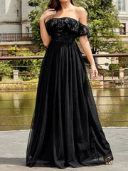 Strapless Sequin Mesh Dress