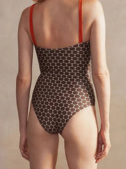 Luxury Reversible Swimsuit with Hermes-Inspired Print