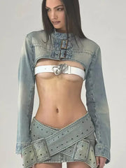Chic Washed Denim Set