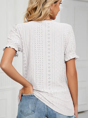 Summer Solid Crew-Neck Princess Sleeve Top