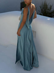 Elegant Satin Side High Slit Maxi Dress