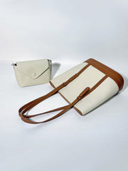 Colorblock Single Shoulder Leather Tote Bag