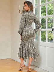Retro Round Neck Print Dress