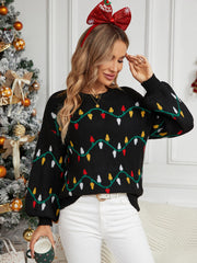 Casual Crewneck Embroidered Knit Sweater �Colorful String