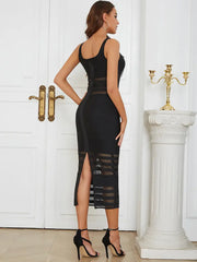 Retro Mesh Strapless Bandage Dress