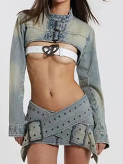 Chic Washed Denim Set