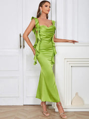 Strapless Ruched Backless Evening Dress