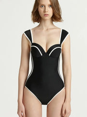 Colorblock Korean Style Sweetheart Swimsuit