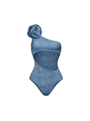 3D Floral One-Shoulder Monokini